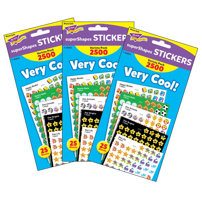 Very Cool! superShapes Stickers Variety Pack, 2500 Per Pack, 3 Packs. Picture 2