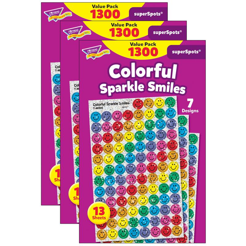 Colorful Sparkle Smiles superSpots Value Pack, 1300 Per Pack, 3 Packs. Picture 2