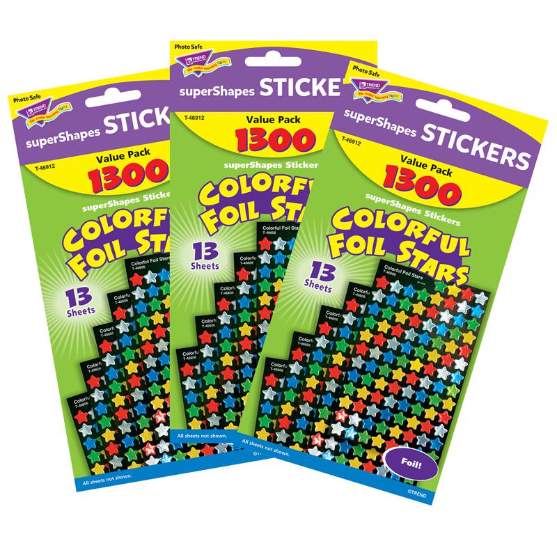 Colorful Foil Stars superShapes Value Pack, 1300 Per Pack, 3 Packs. Picture 2