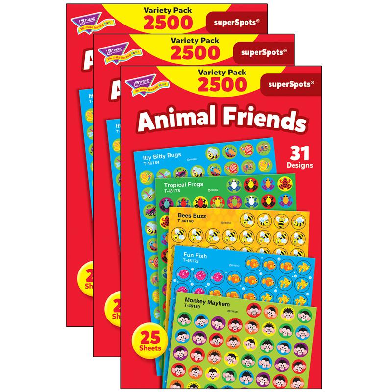 Animal Friends superSpots Stickers Variety Pack, 2500 Per Pack, 3 Packs. Picture 2
