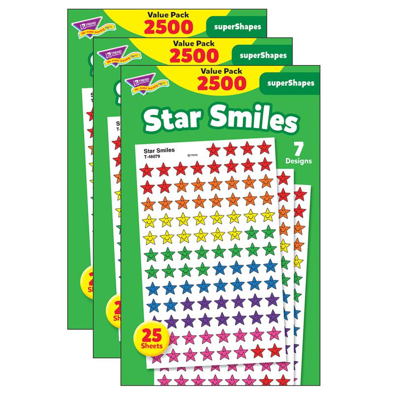 Star Smiles superShapes Stickers Value Pack, 2500 Per Pack, 3 Packs. Picture 2