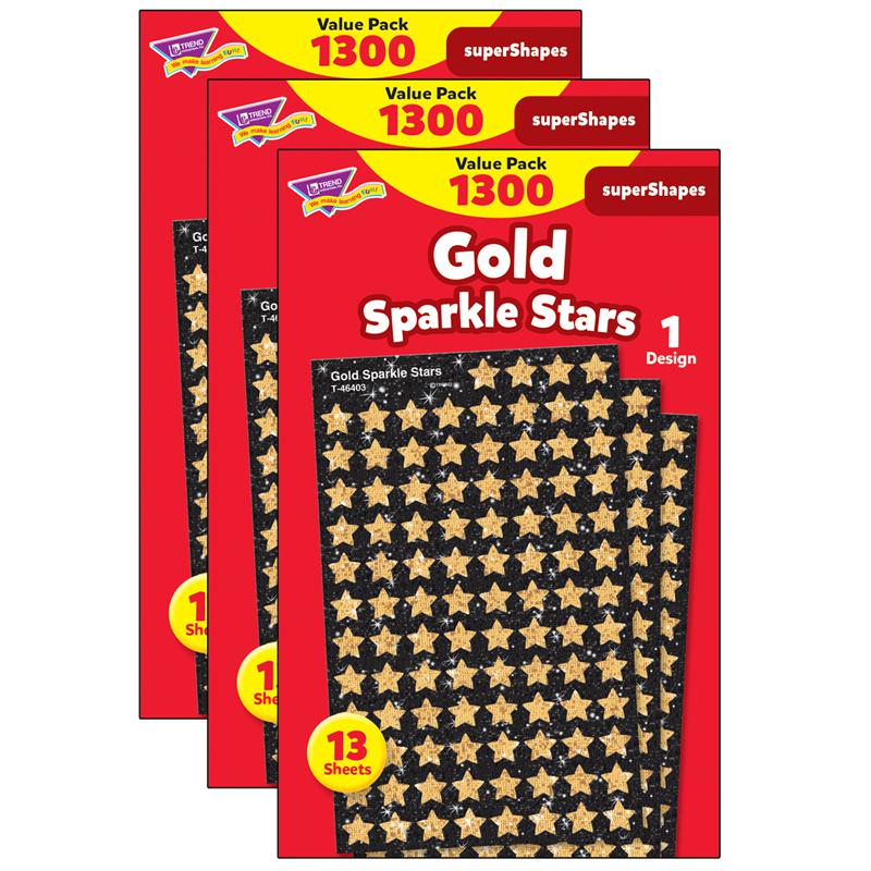 Gold Sparkle Stars superShapes Value Pack, 1300 Per Pack, 3 Packs. Picture 2