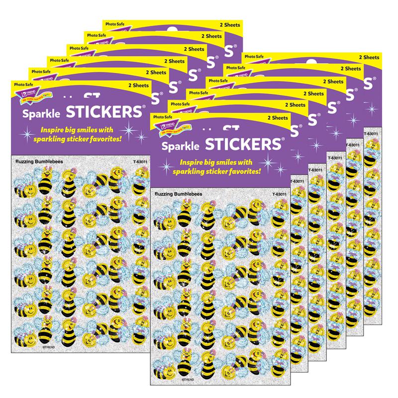 Buzzing Bumblebees Sparkle Stickers, 72 Per Pack, 12 Packs. Picture 2