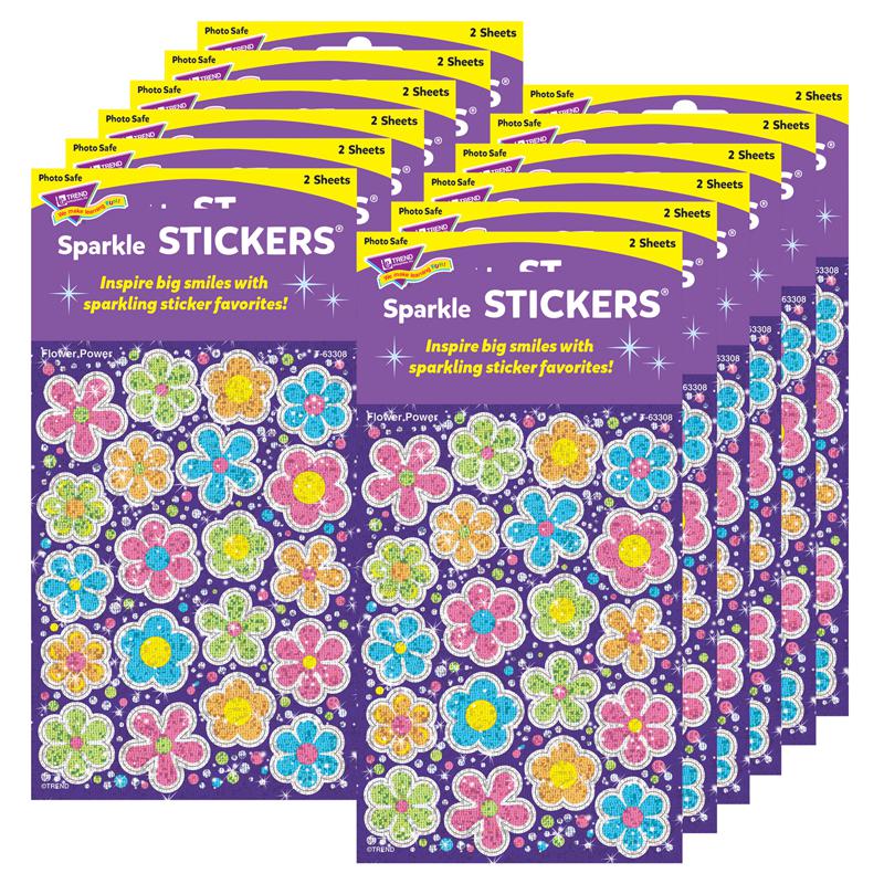 Flower Power Sparkle Stickers-Large, 40 Per Pack, 12 Packs. Picture 2
