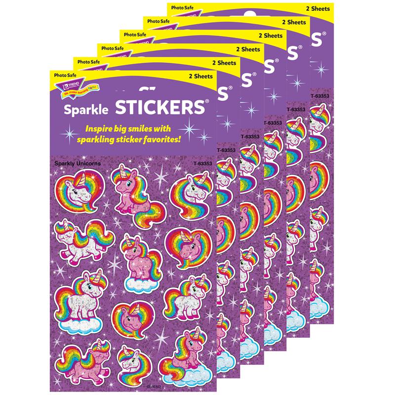 Sparkly Unicorns Sparkle Stickers, 24 Per Pack, 6 Packs. Picture 2
