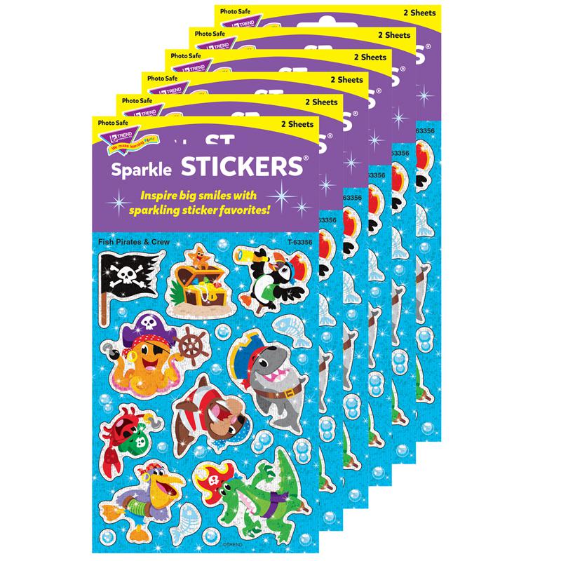 Fish Pirates & Crew Sparkle Stickers, 32 Per Pack, 6 Packs. Picture 2