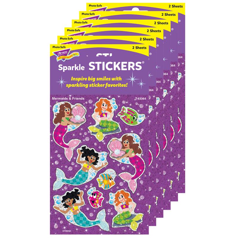 Mermaids & Friends Sparkle Stickers, 18 Per Pack, 6 Packs. Picture 2