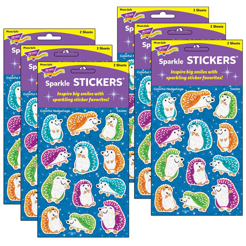 Colorful Hedgehogs Sparkle Stickers, 24 Per Pack, 6 Packs. Picture 2