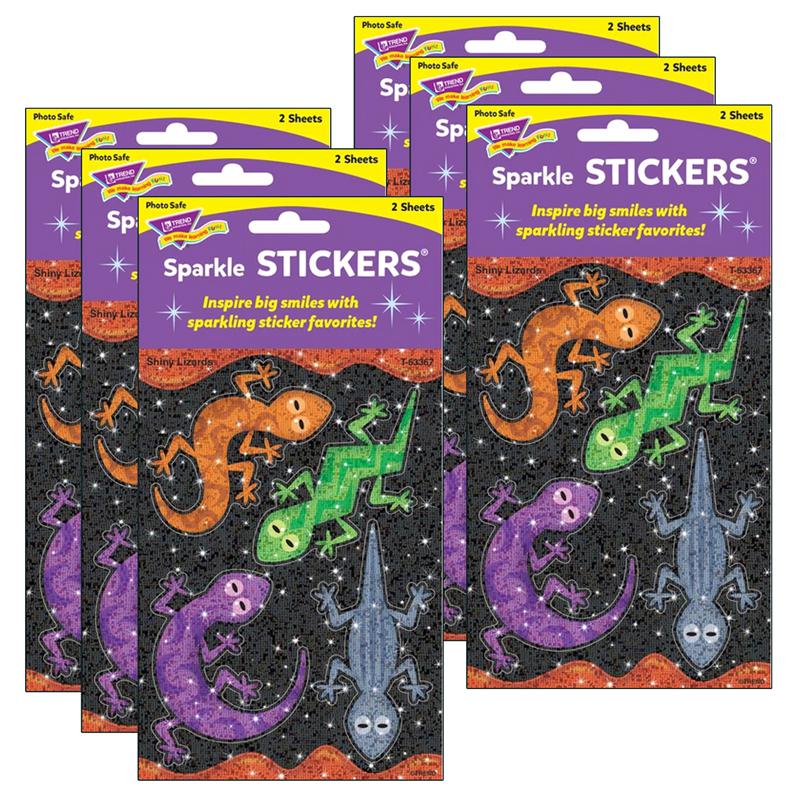 Shiny Lizards Large Sparkle Stickers, 8 Per Pack, 6 Packs. Picture 2