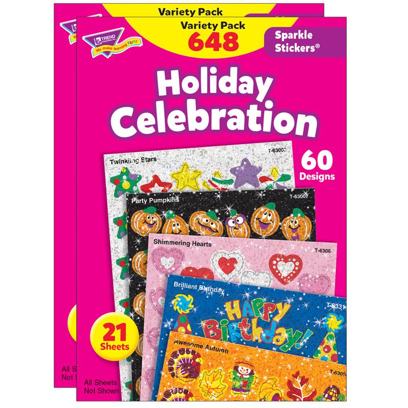 Holiday Celebration Sparkle Stickers Variety Pack, 648 Per Pack, 2 Packs. Picture 2