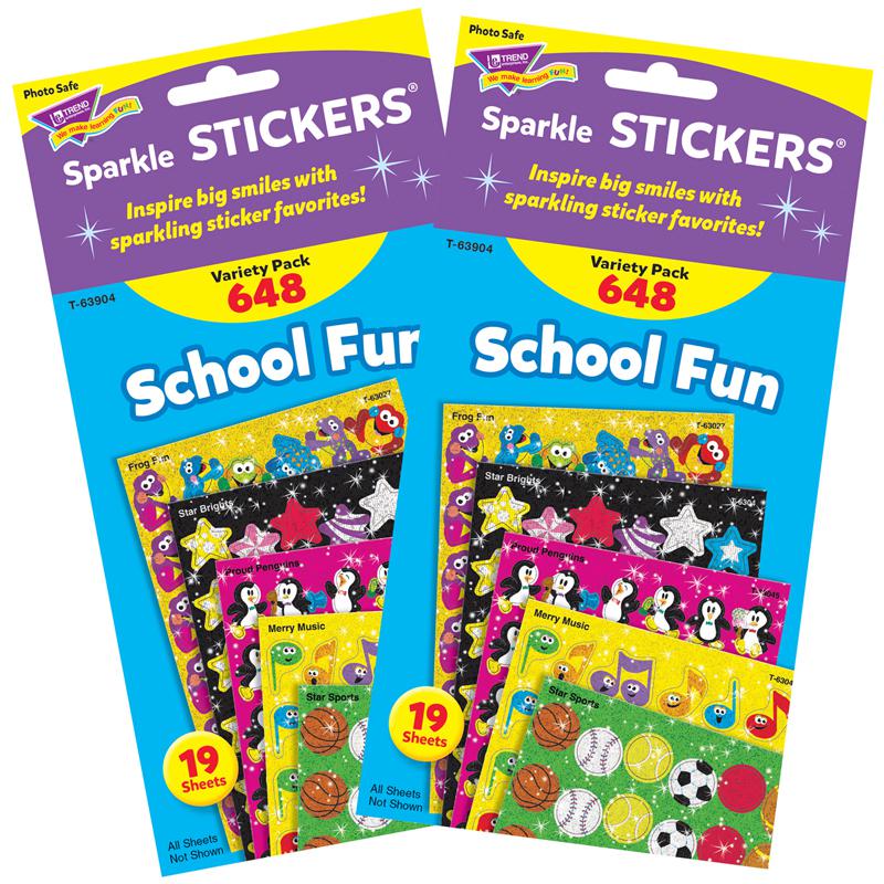 School Fun Sparkle Stickers Variety Pack, 648 Per Pack, 2 Packs. Picture 2