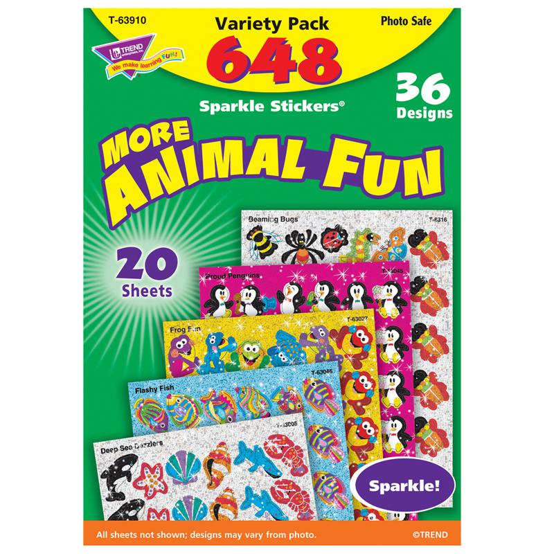 Animal Fun Sparkle Stickers Variety Pack, 648 Per Pack, 2 Packs. Picture 2