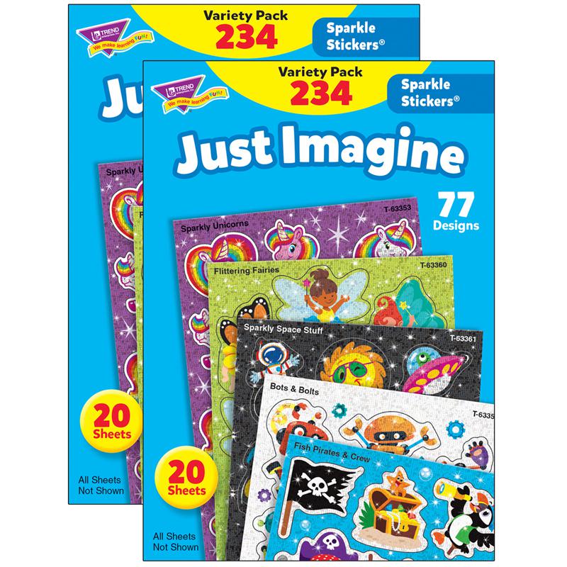 Just Imagine Sparkle Stickers Variety Pack, 234 Per Pack, 2 Packs. Picture 2