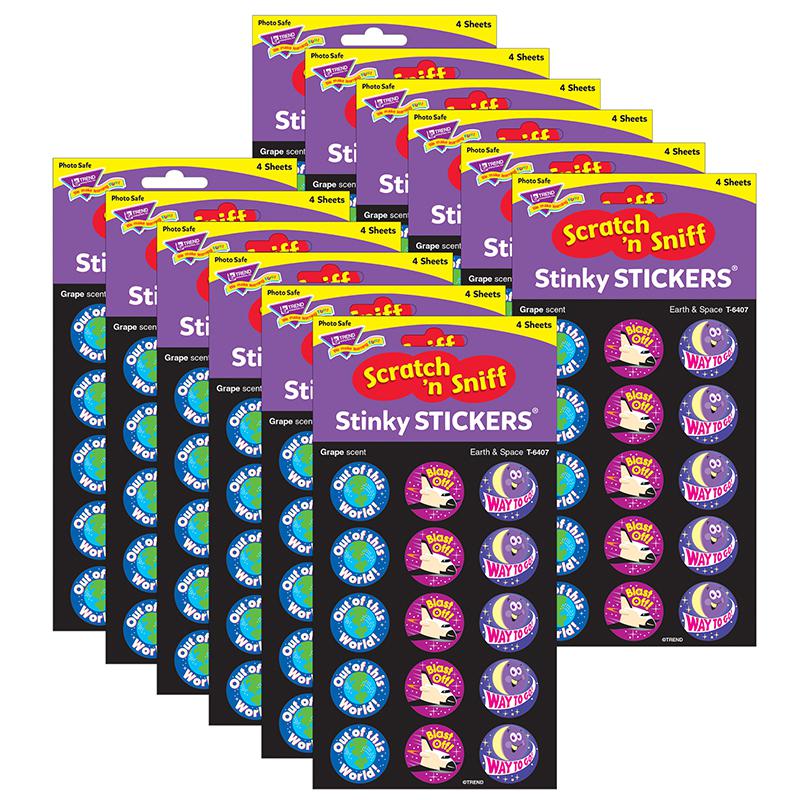 Earth & Space/Grape Stinky Stickers, 60 Per Pack, 12 Packs. Picture 2
