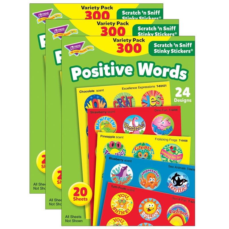 Positive Words Stinky Stickers Variety Pack, 300 Per Pack, 3 Packs. Picture 2