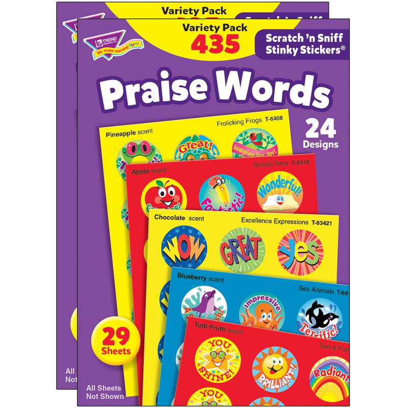 Praise Words Stinky Stickers Variety Pack, 435 Per Pack, 2 Packs. Picture 2