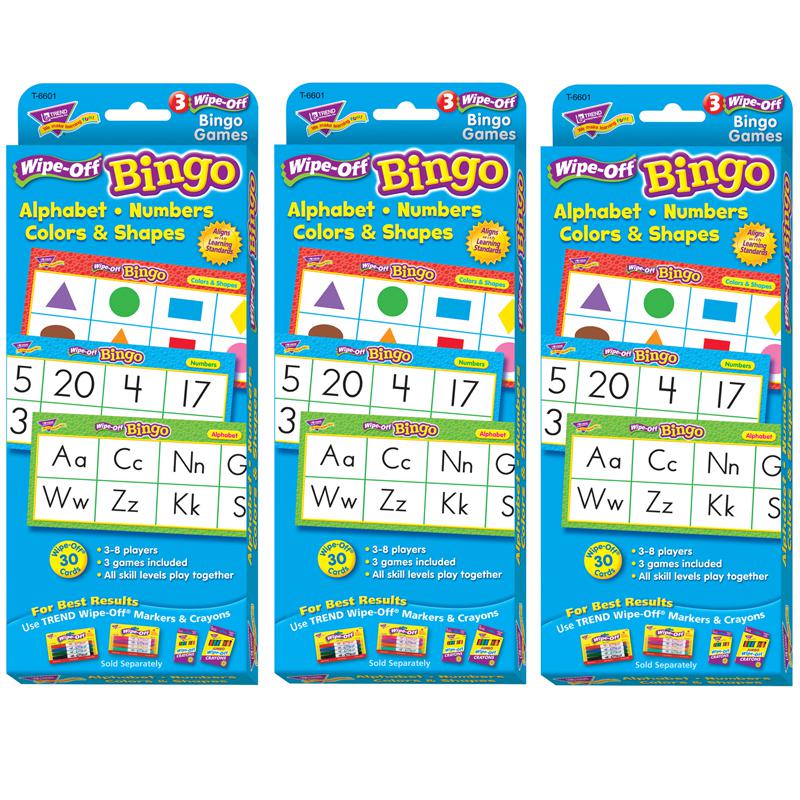 Alphabets, Number, Shapes and Colors Wipe-Off Bingo Cards, 3 Packs. Picture 2