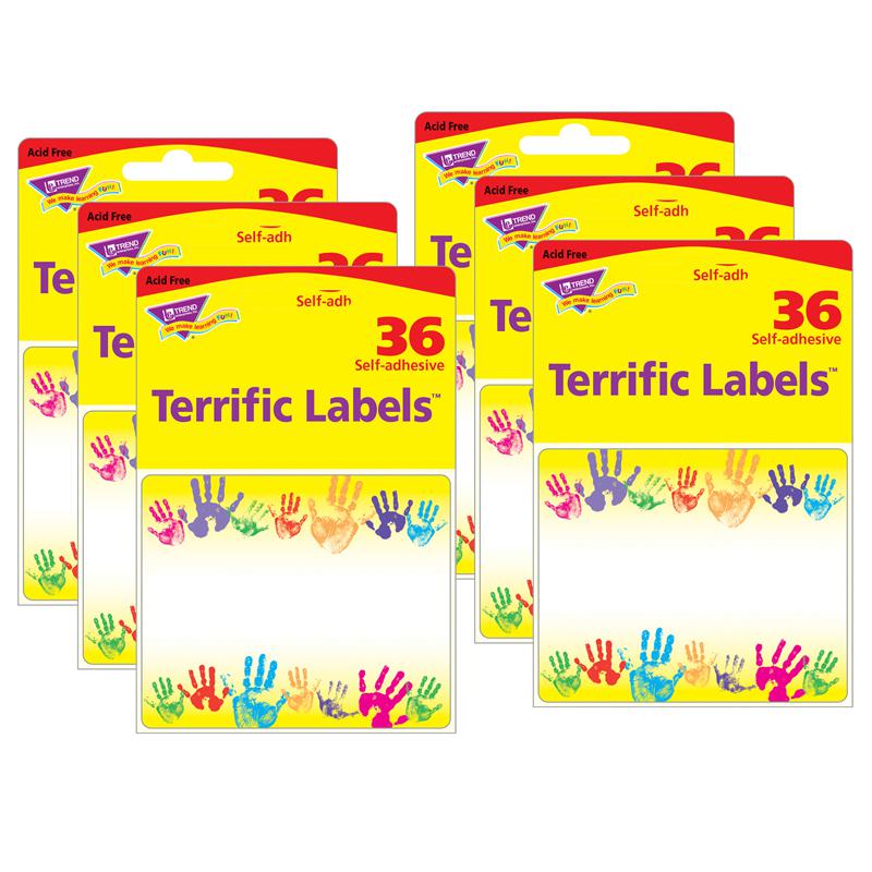 Rainbow Handprints Terrific Labels, 36 Per Pack, 6 Packs. Picture 2
