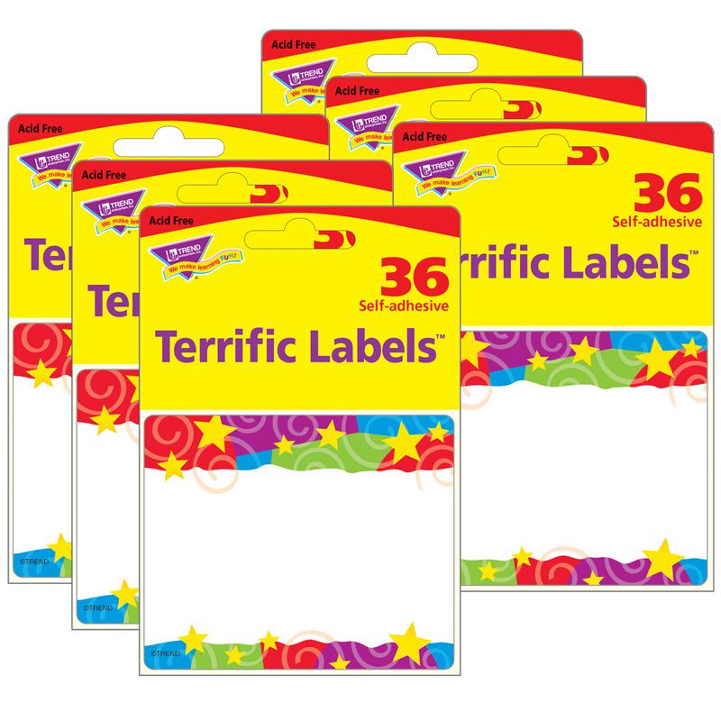 Stars 'n Swirls Terrific Labels, 36 Per Pack, 6 Packs. Picture 2