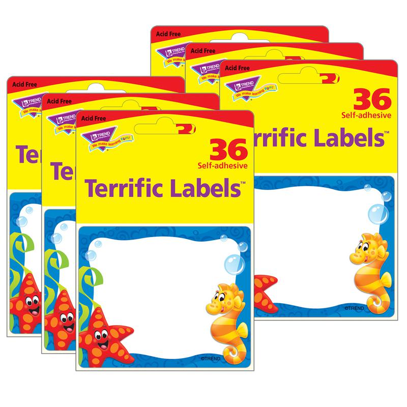 Sea Buddies Terrific Labels, 36 Per Pack, 6 Packs. Picture 2