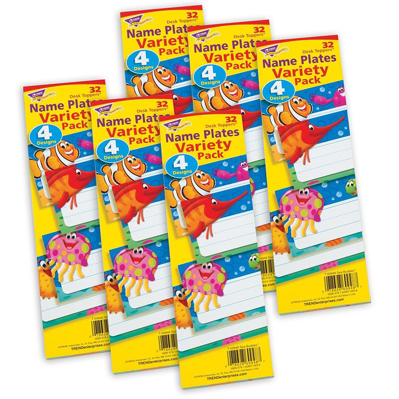 Sea Buddies Desk Toppers Name Plates Variety Pack, 32 Per Pack, 6 Packs. Picture 2