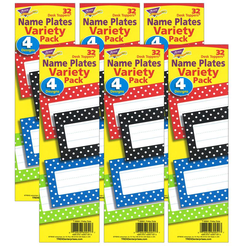 Polka Dots Desk Toppers Name Plates Variety Pack, 32 Per Pack, 6 Packs. Picture 2