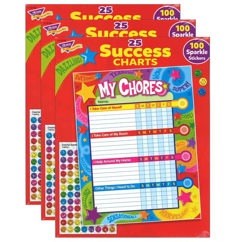 Praise Words 'n Stars Chore Charts, 25 Sheets Per Pad, Pack of 3. Picture 2