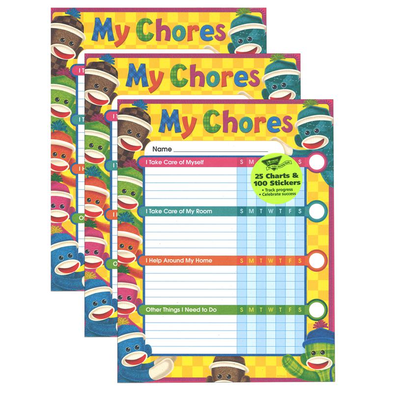 Sock Monkeys Chore Charts, 25 Per Pack, 3 Packs. Picture 2