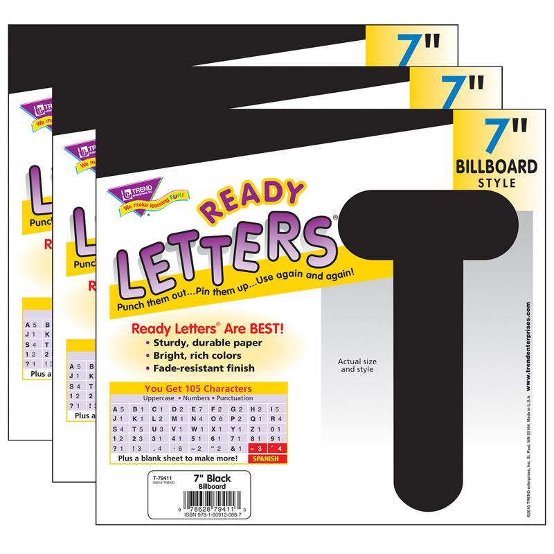 Black 7" Billboard Uppercase Ready Letters, 3 Packs. Picture 2
