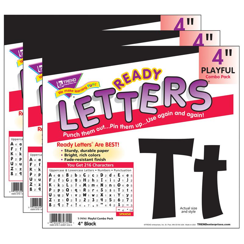 Black 4" Playful Combo Ready Letters, 3 Packs. Picture 2