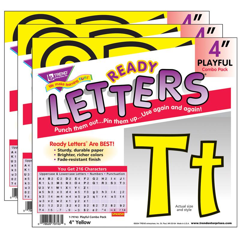 Yellow 4" Playful Combo Ready Letters, 3 Packs. Picture 2