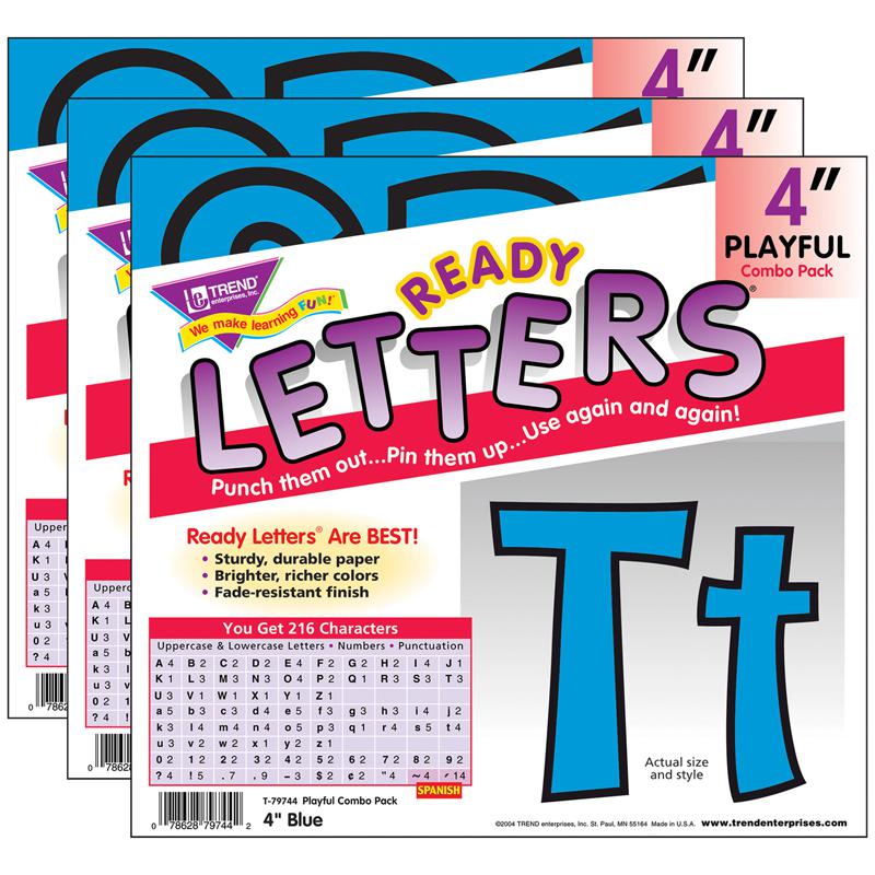 Blue 4" Playful Combo Ready Letters, 3 Packs. Picture 2