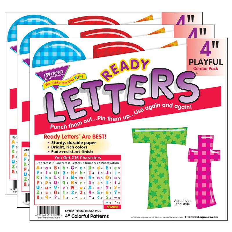 Colorful Patterns 4" Play Combo Ready Letters, 3 Packs. Picture 2