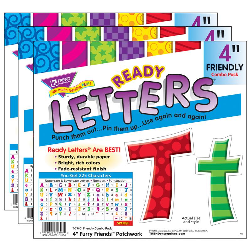 Patchwork FF 4" Friendly Combo Ready Letters, 3 Packs. Picture 2