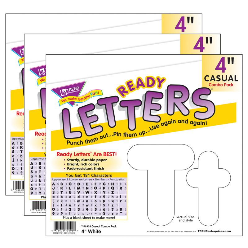 White 4-Inch Casual Uppercase/Lowercase Pack Ready Letters 182 Per Pack, 3 Packs. Picture 2