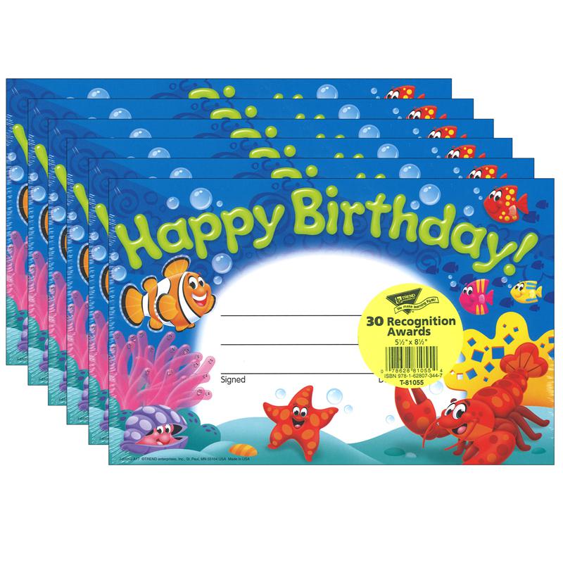 Happy Birthday! Sea Buddies Recognition Awards, 30 Per Pack, 6 Packs. Picture 2