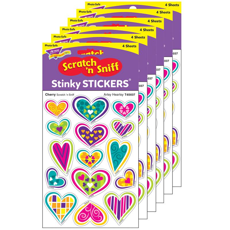 Artsy Heartsy/Cherry Mixed Shapes Stinky Stickers, 60 Per Pack, 6 Packs. Picture 2