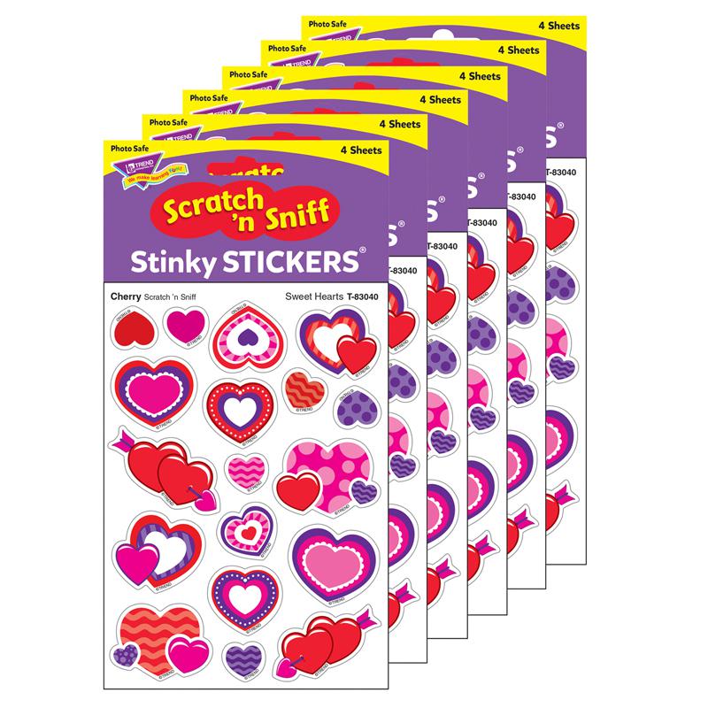 Sweet Hearts/Cherry Mixed Shapes Stinky Stickers, 72 Per Pack, 6 Packs. Picture 2