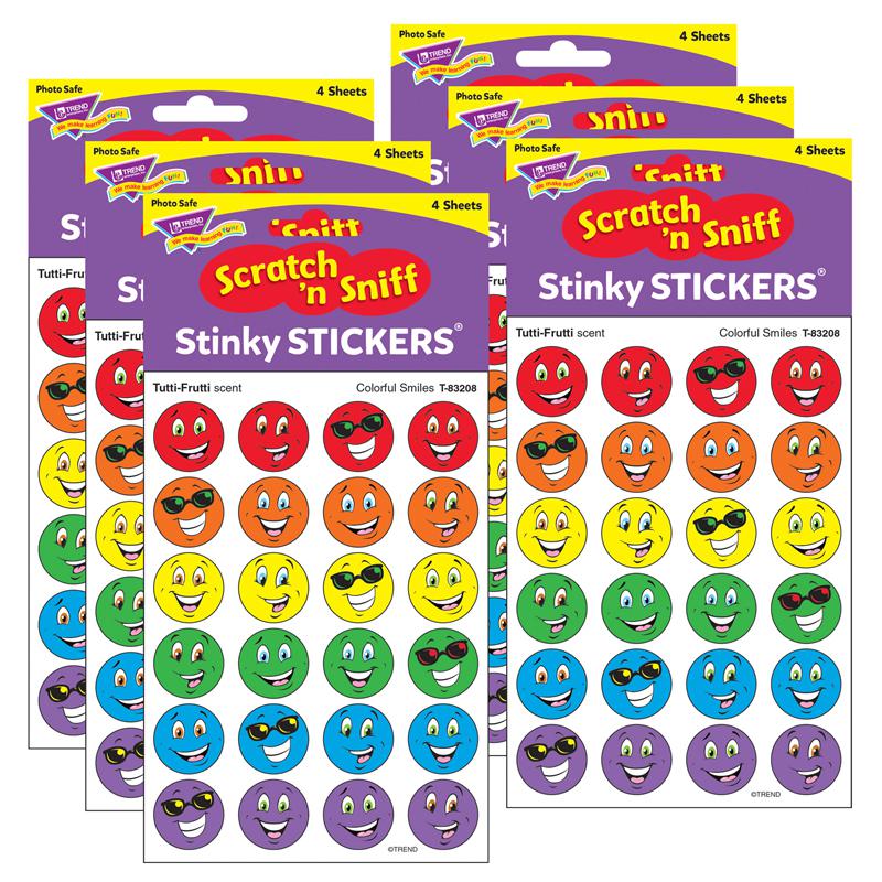 Colorful Smiles/Tutti-Frutti Stinky Stickers, 96 Per Pack, 6 Packs. Picture 2