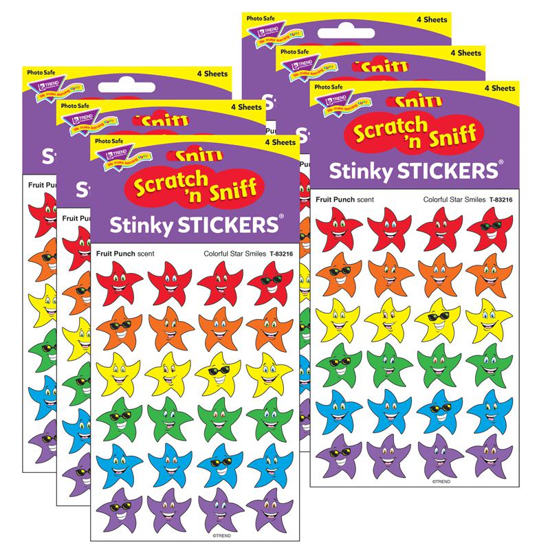 Colorful Star Smiles/Fruit Punch Stinky Stickers, 96 Per Pack, 6 Packs. Picture 2