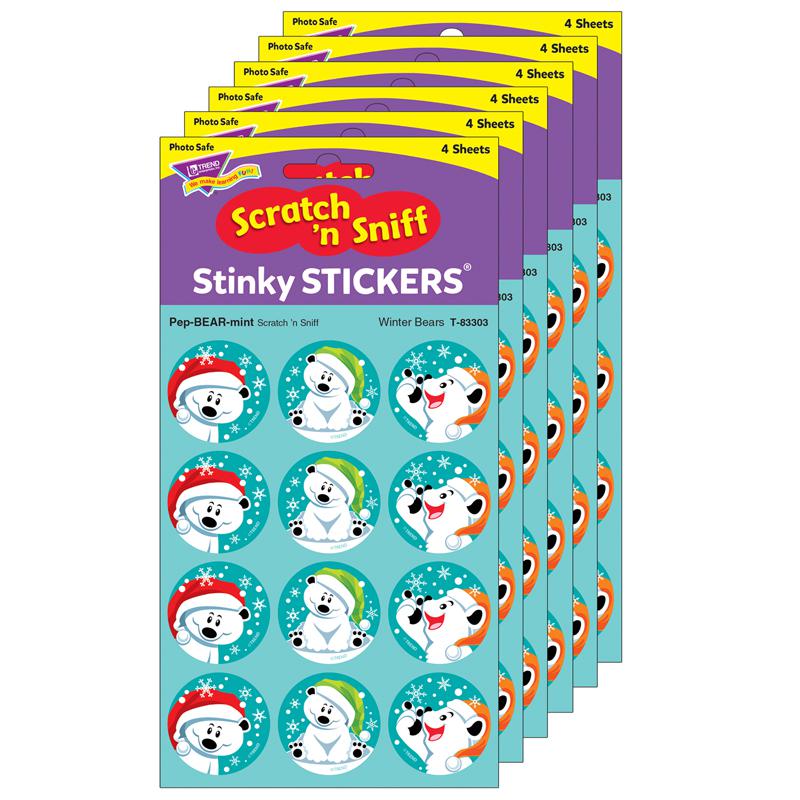 Winter Bears/PepBEARmint Stinky Stickers, 48 Per Pack, 6 Packs. Picture 2