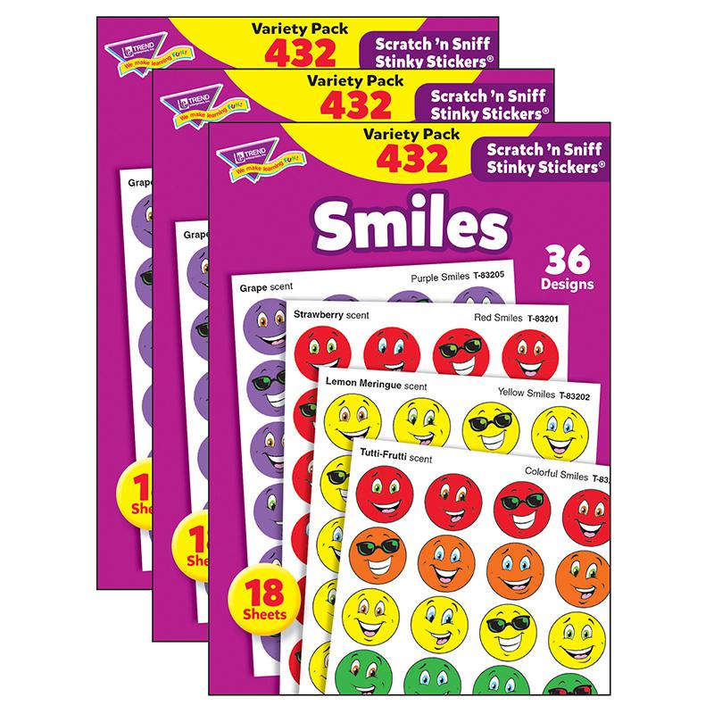Smiles Stinky Stickers Variety Pack, 432 Per Pack, 3 Packs. Picture 2