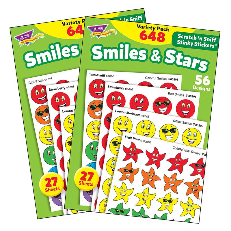 Smiles & Stars Stinky Stickers Variety Pack, 648 Per Pack, 2 Packs. Picture 2