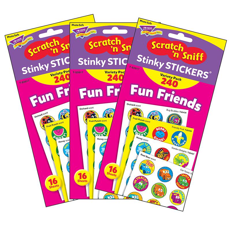 Fun Friends Stinky Stickers Variety Pack, 240 Per Pack, 3 Packs. Picture 2