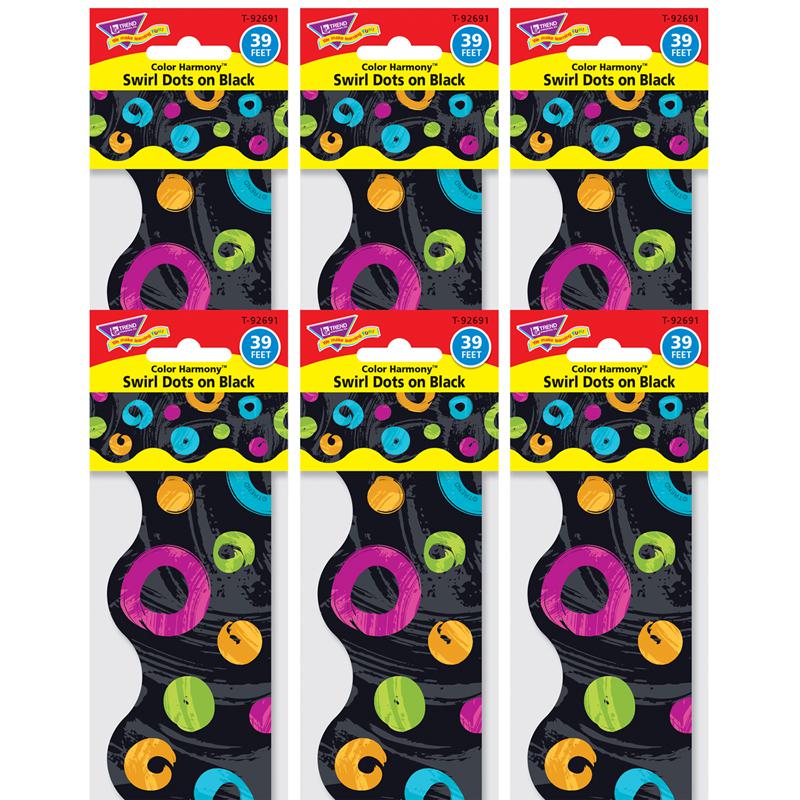 Color Harmony Swirl Dots on Black Terrific Trimmers, 39 Feet Per Pack, 6 Packs. Picture 2
