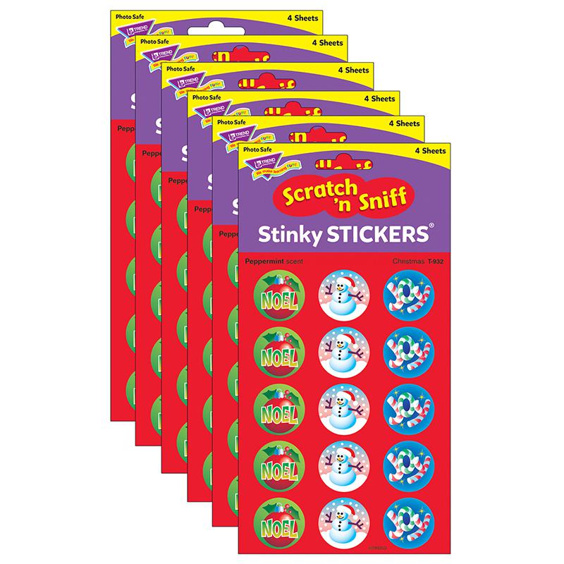 Christmas/Peppermint Stinky Stickers, 60 Per Pack, 6 Packs. Picture 2