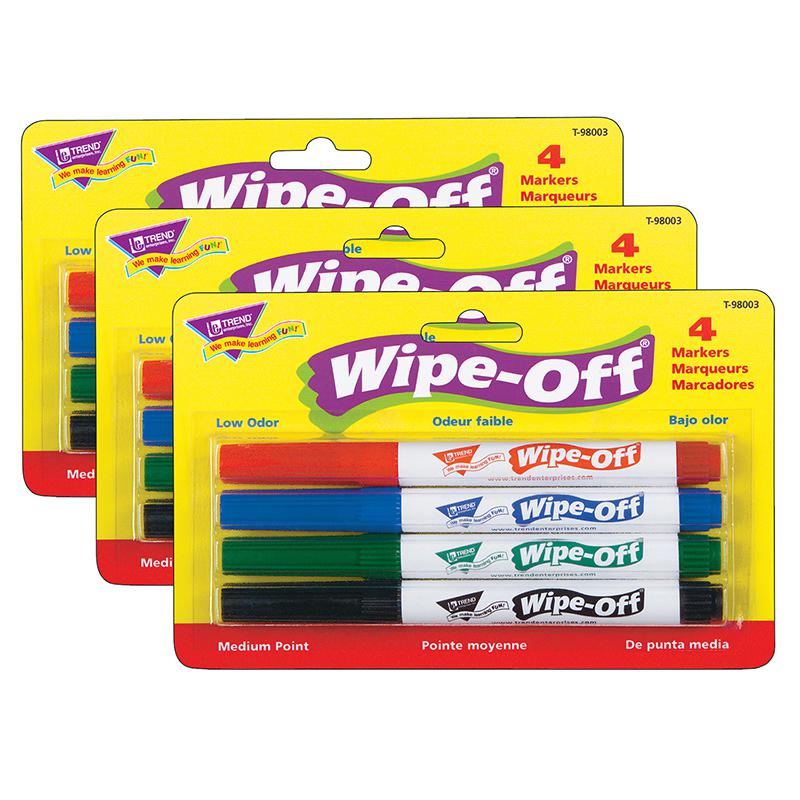 4-Pack Standard Colors Wipe-Off Markers, 3 Packs. Picture 2