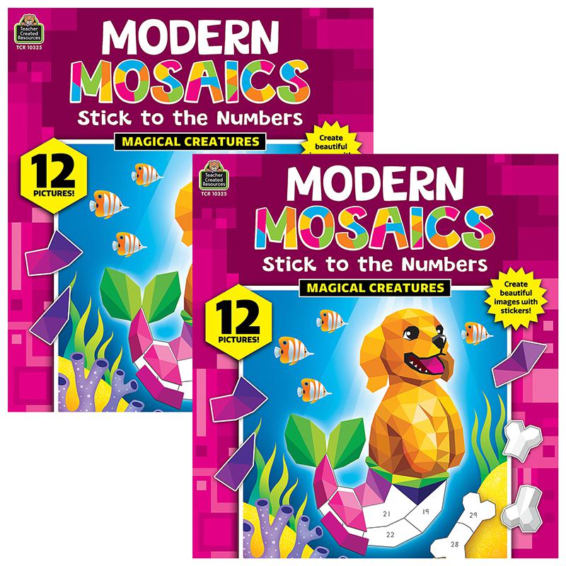 Magical Creatures Modern Mosaics Stick to the Numbers Activity Book, Pack of 2. Picture 2
