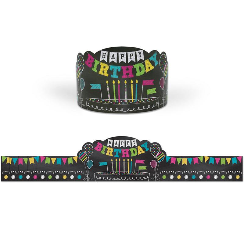 Chalkboard Brights Happy Birthday Crowns, Pack of 30. Picture 2