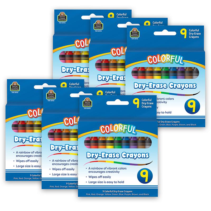 Colorful Dry-Erase Crayons, 9 Per Pack, 6 Packs. Picture 2